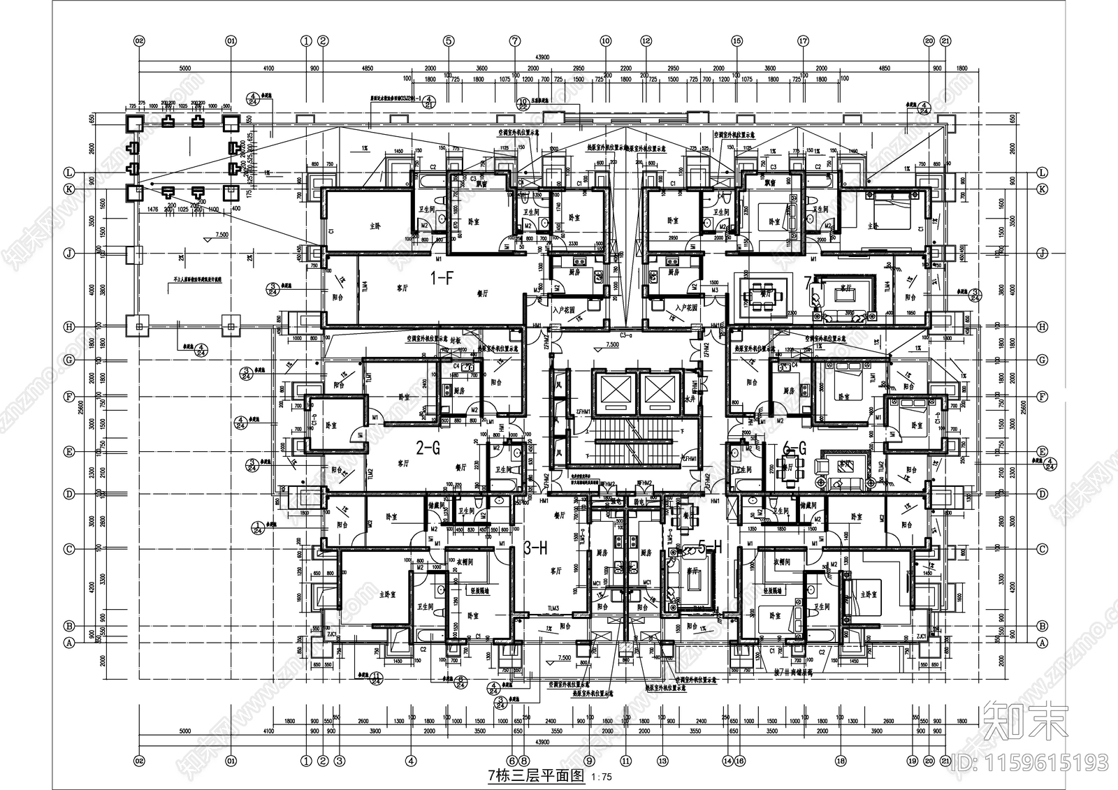 高层住宅建cad施工图下载【ID:1159615193】