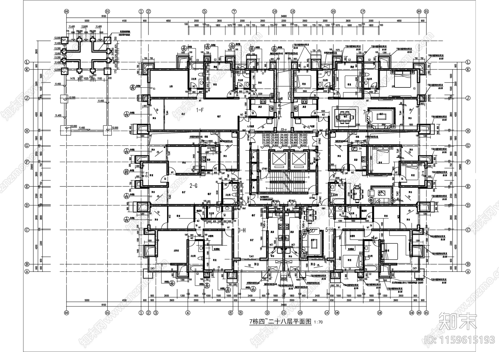 高层住宅建cad施工图下载【ID:1159615193】