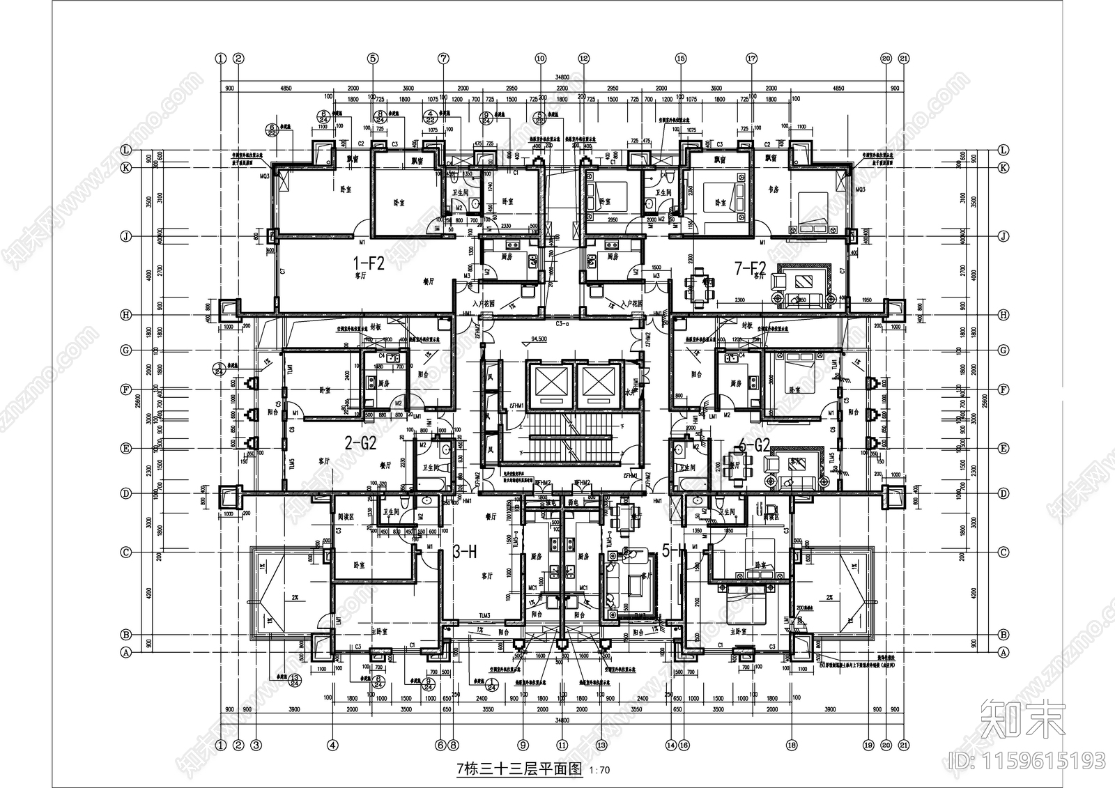 高层住宅建cad施工图下载【ID:1159615193】