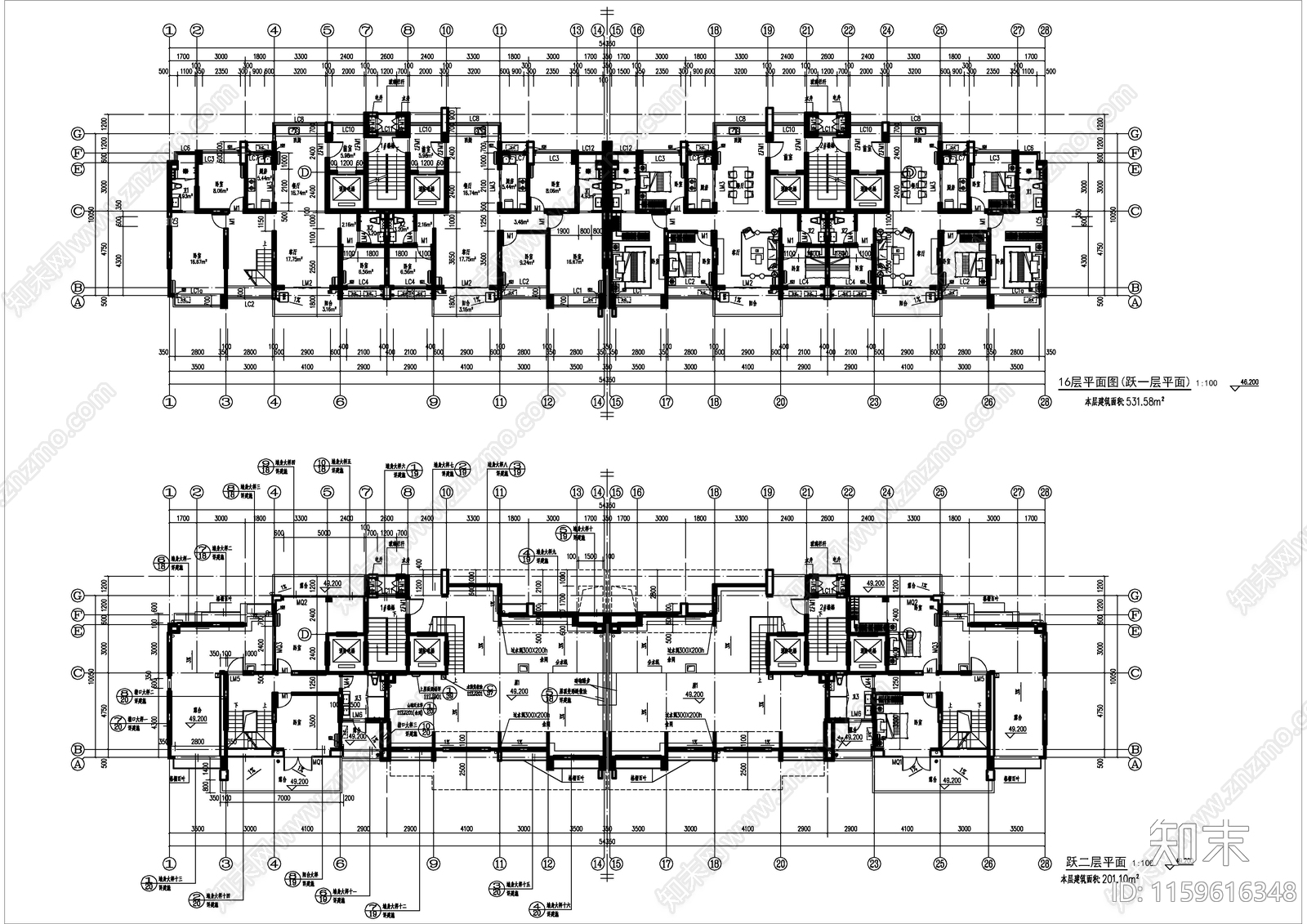 高层住宅建cad施工图下载【ID:1159616348】