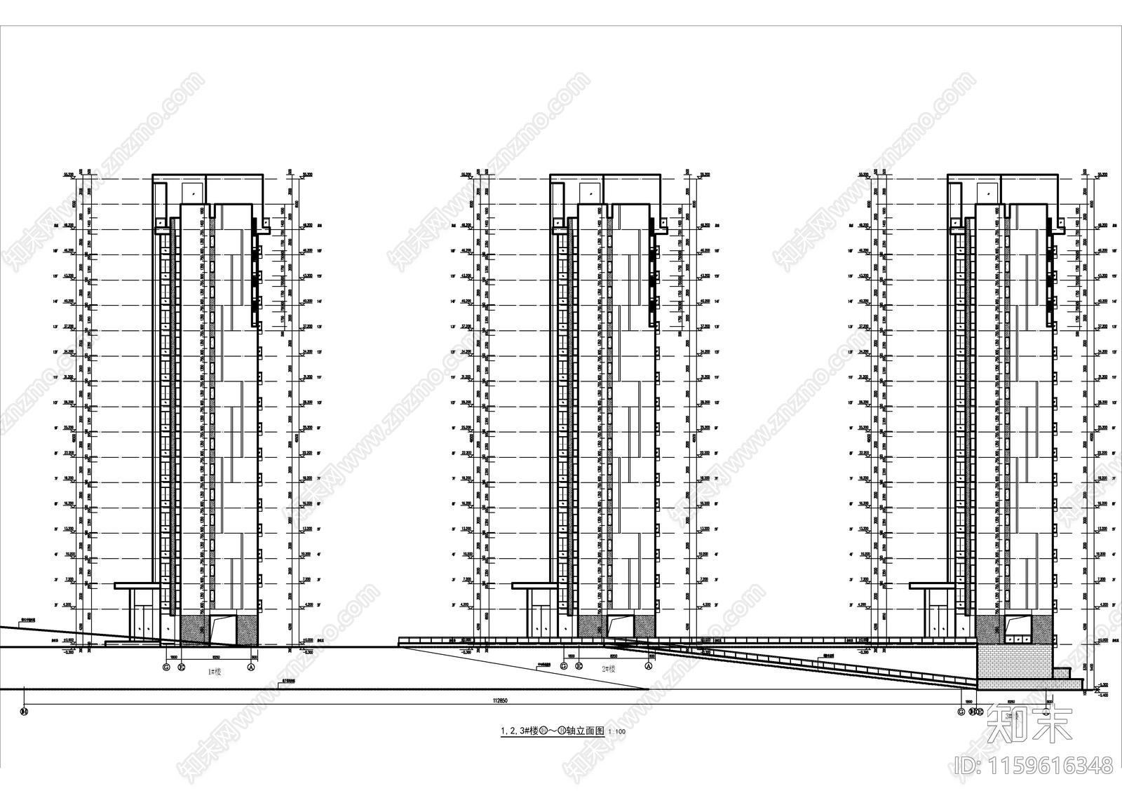 高层住宅建cad施工图下载【ID:1159616348】