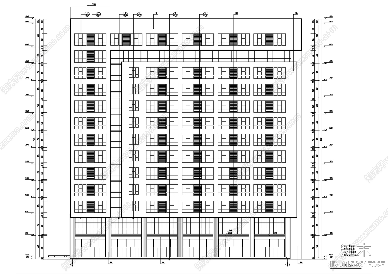 某现代风格高层办公楼建cad施工图下载【ID:1159617067】