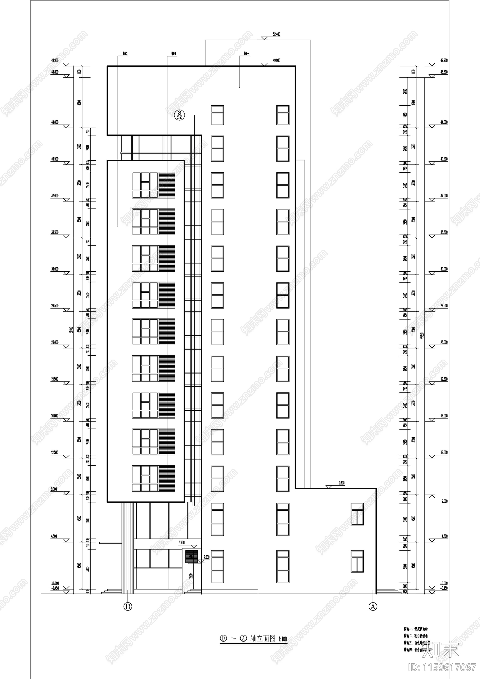 某现代风格高层办公楼建cad施工图下载【ID:1159617067】