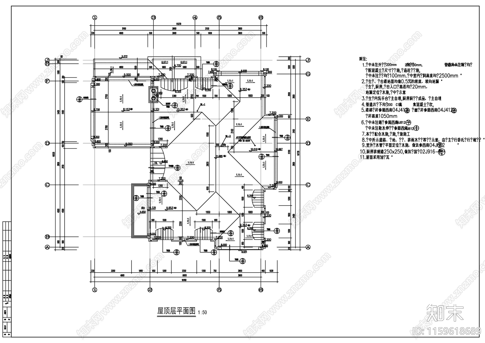 欧式古典风格别墅建cad施工图下载【ID:1159618689】