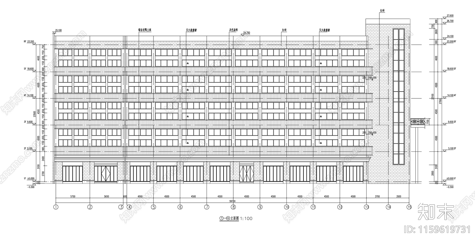 现代风格框架结构丙类厂房建施图cad施工图下载【ID:1159619731】