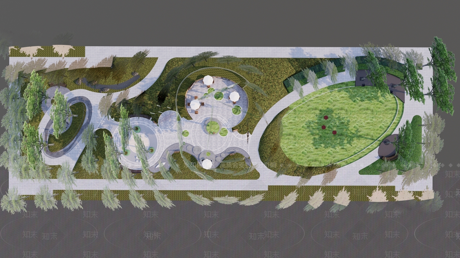 现代带状景观公园SU模型下载【ID:1159624804】