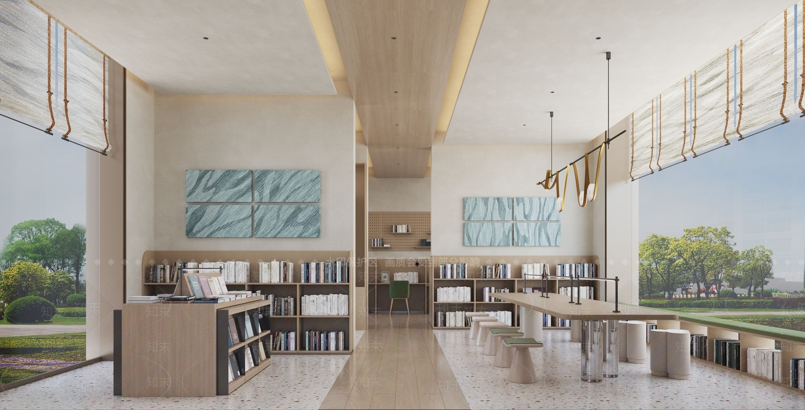 现代学堂阅览室3D模型下载【ID:1159627449】