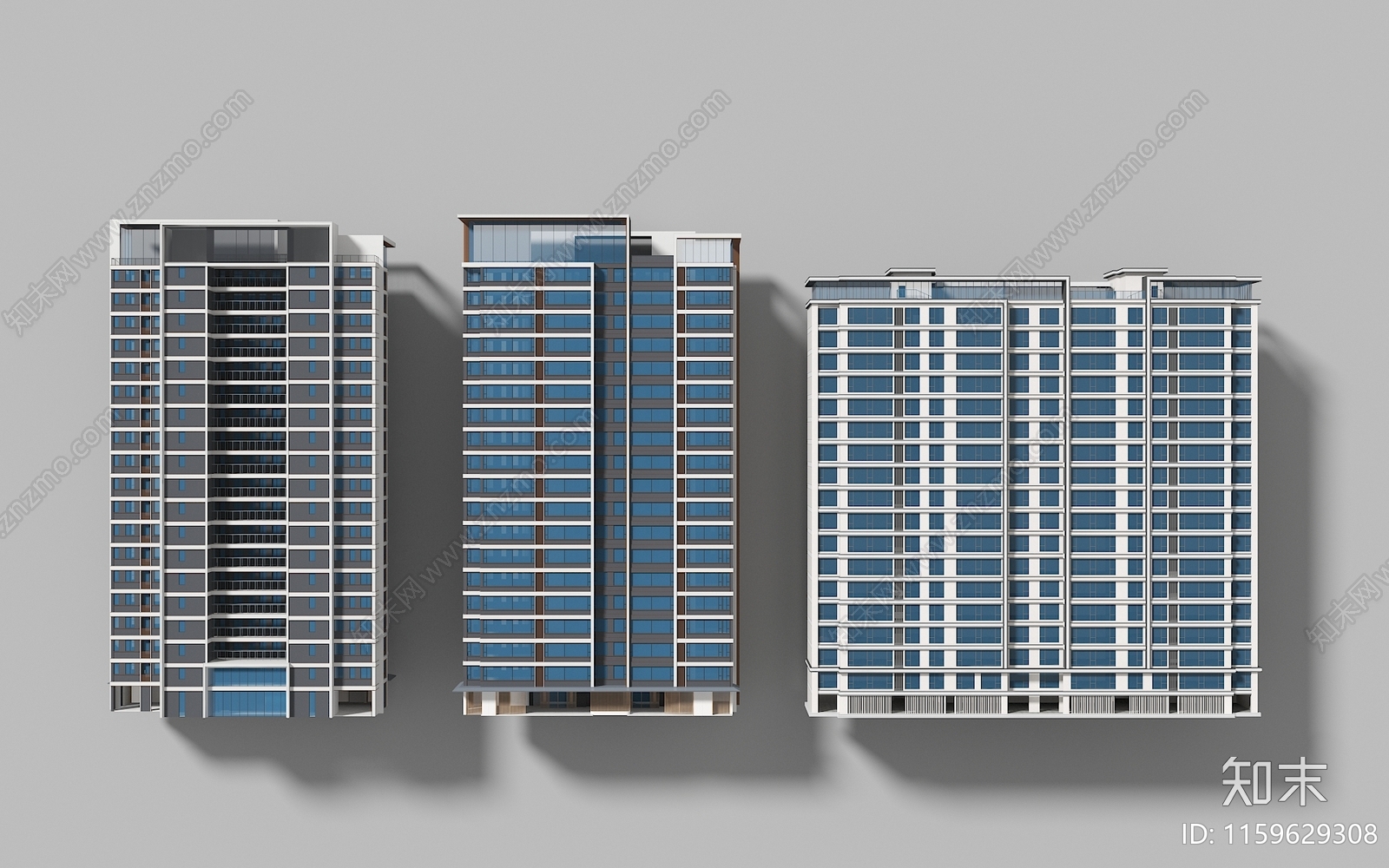 现代高层住宅3D模型下载【ID:1159629308】