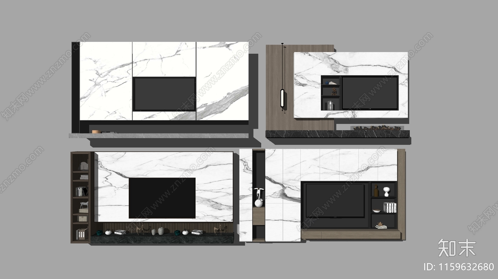 现代电视背景墙SU模型下载【ID:1159632680】