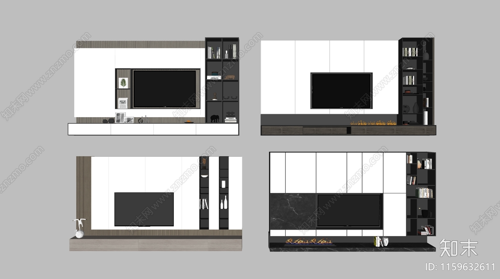 现代电视背景墙SU模型下载【ID:1159632611】