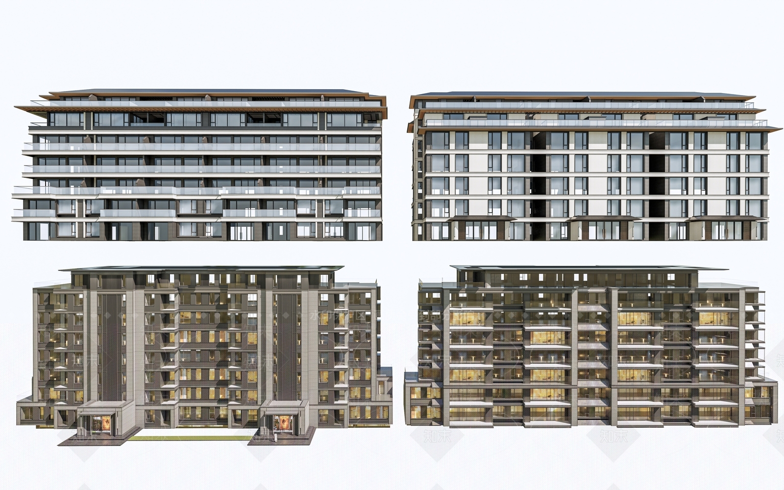 现代住宅建筑3D模型下载【ID:1159634343】