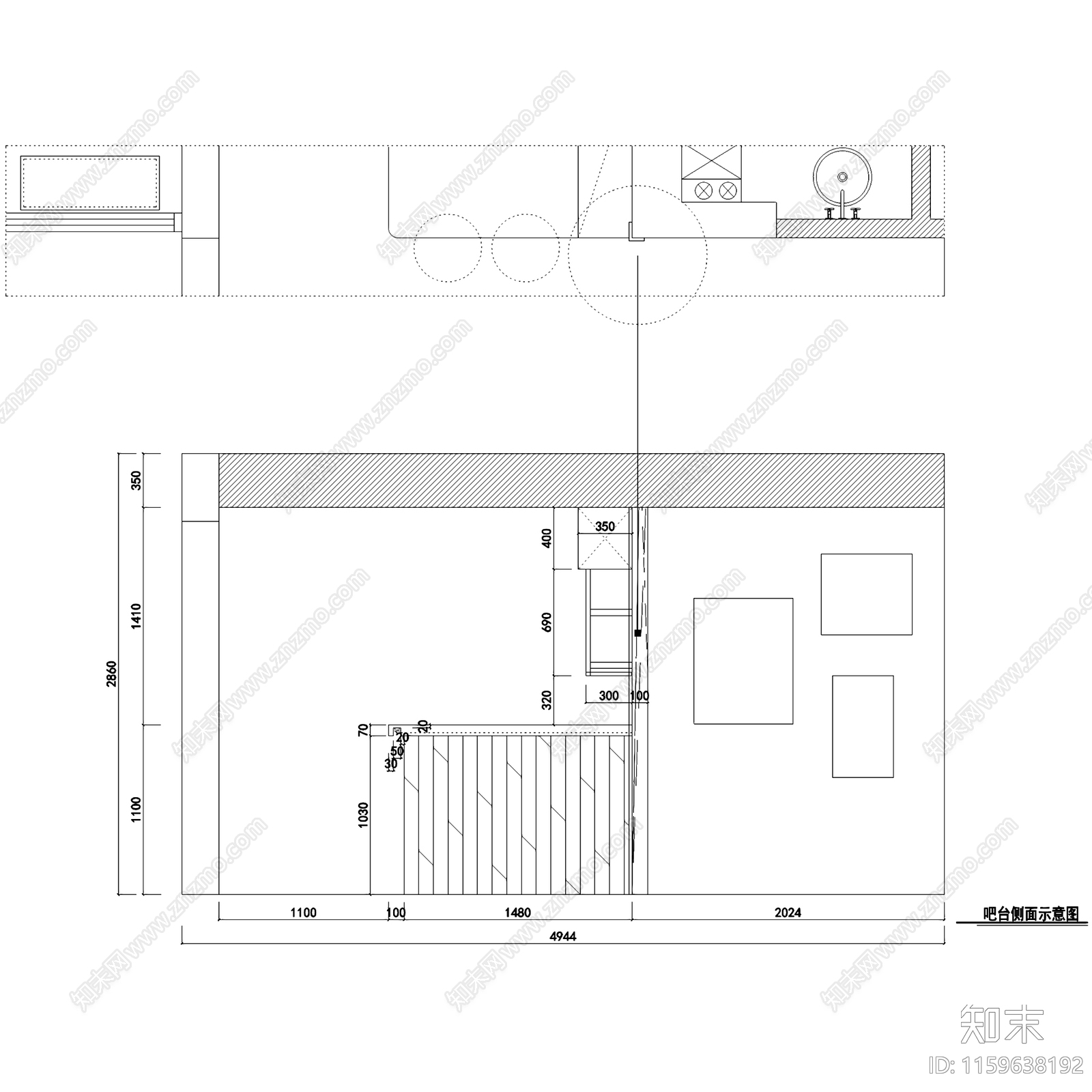 北欧现代国际百纳三室两厅两卫私宅雅居室内家装cad施工图下载【ID:1159638192】