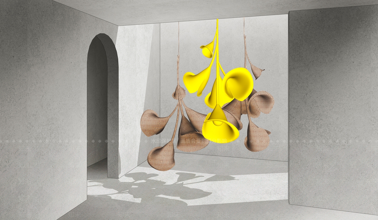 现代喇叭花组合吊件SU模型下载【ID:1159638542】