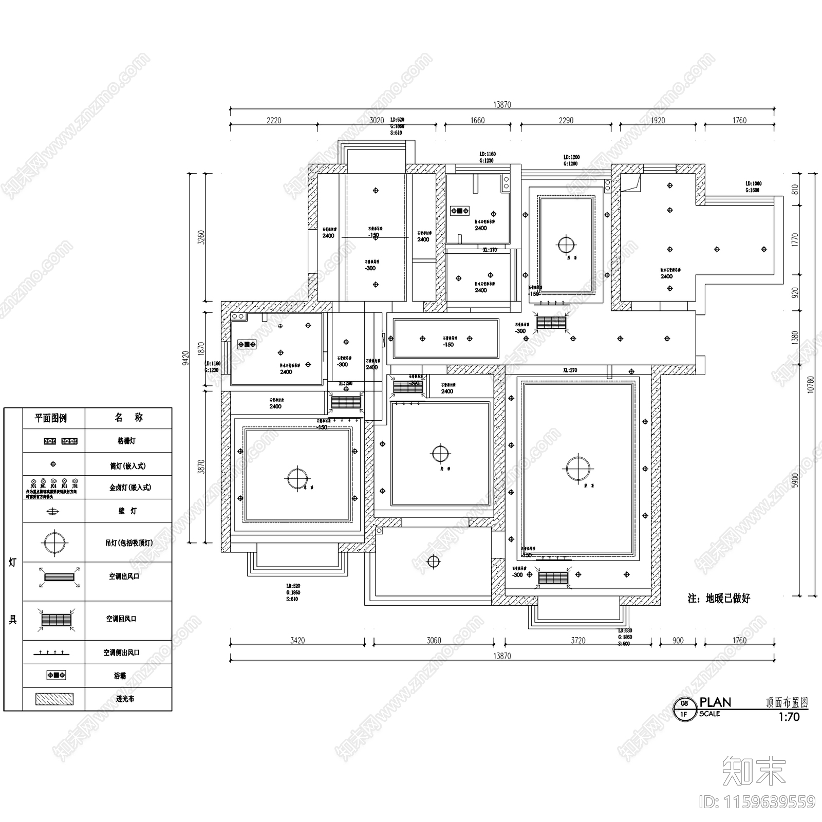 美式蝴蝶湾两室两厅两卫室内家装cad施工图下载【ID:1159639559】