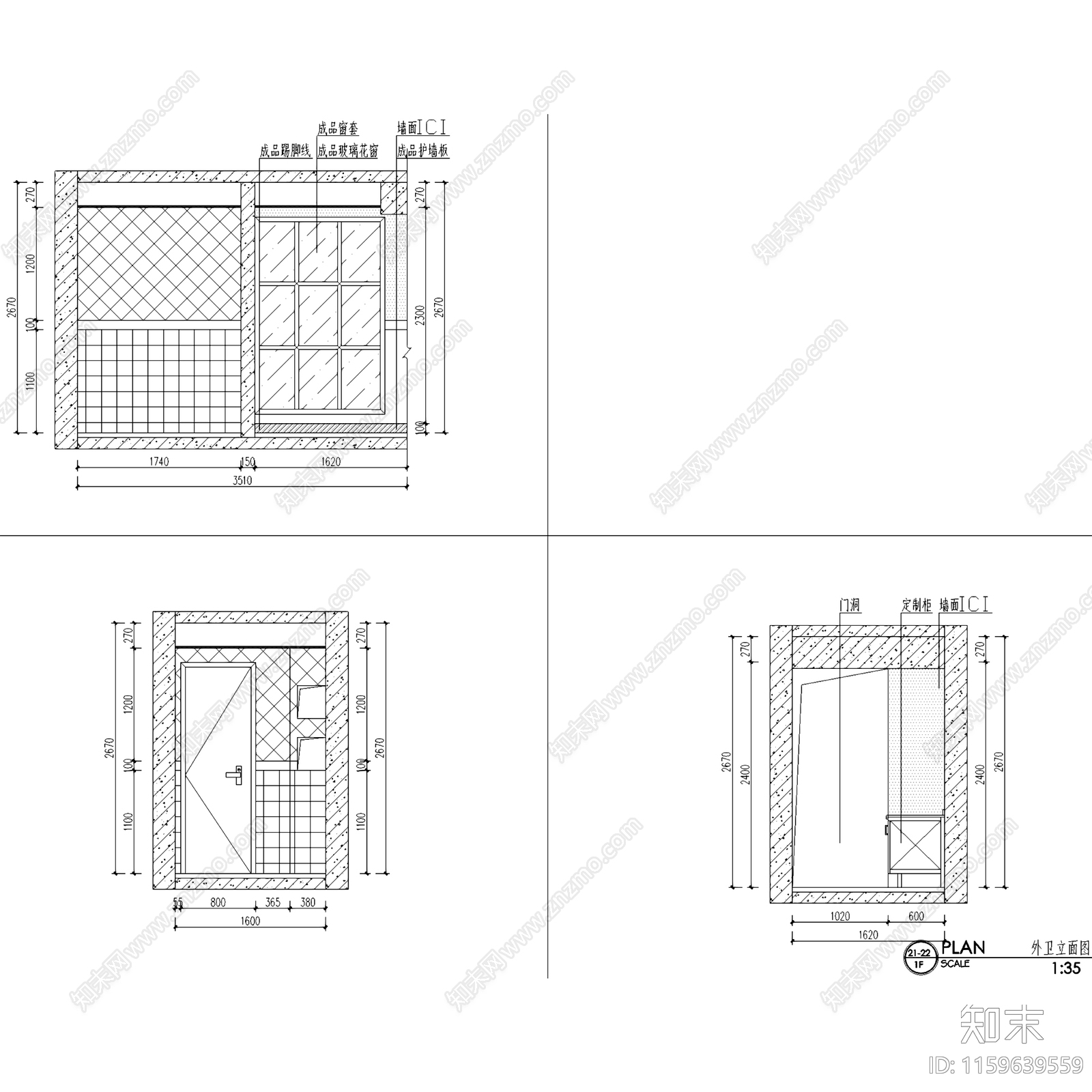 美式蝴蝶湾两室两厅两卫室内家装cad施工图下载【ID:1159639559】