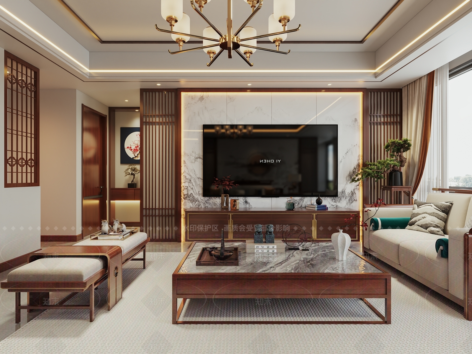 新中式玄关3D模型下载【ID:1214581077】