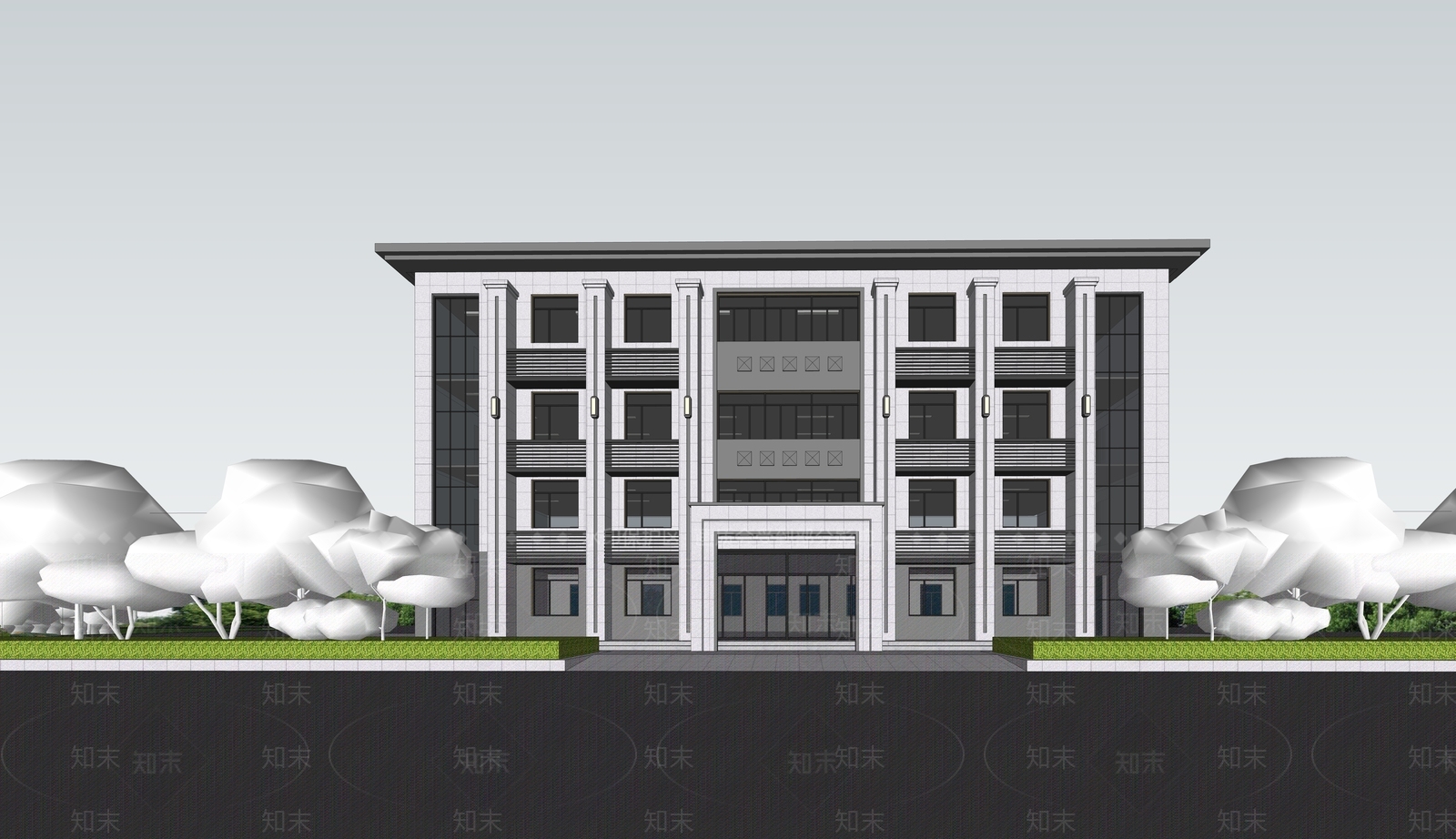 现代办公建筑SU模型下载【ID:1159639969】