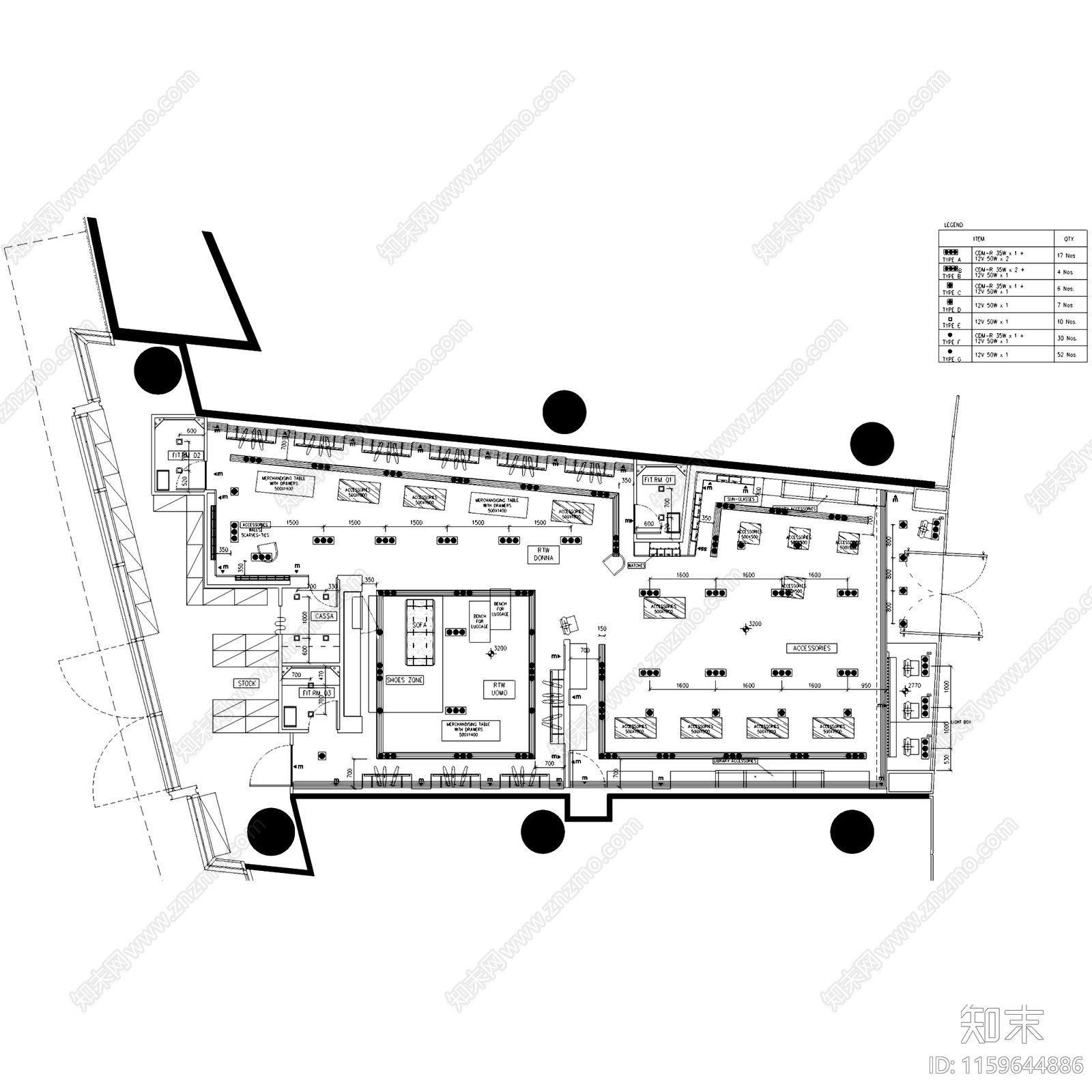 现代VERSACE范思哲意大利奢侈品牌服装店室内工装cad施工图下载【ID:1159644886】