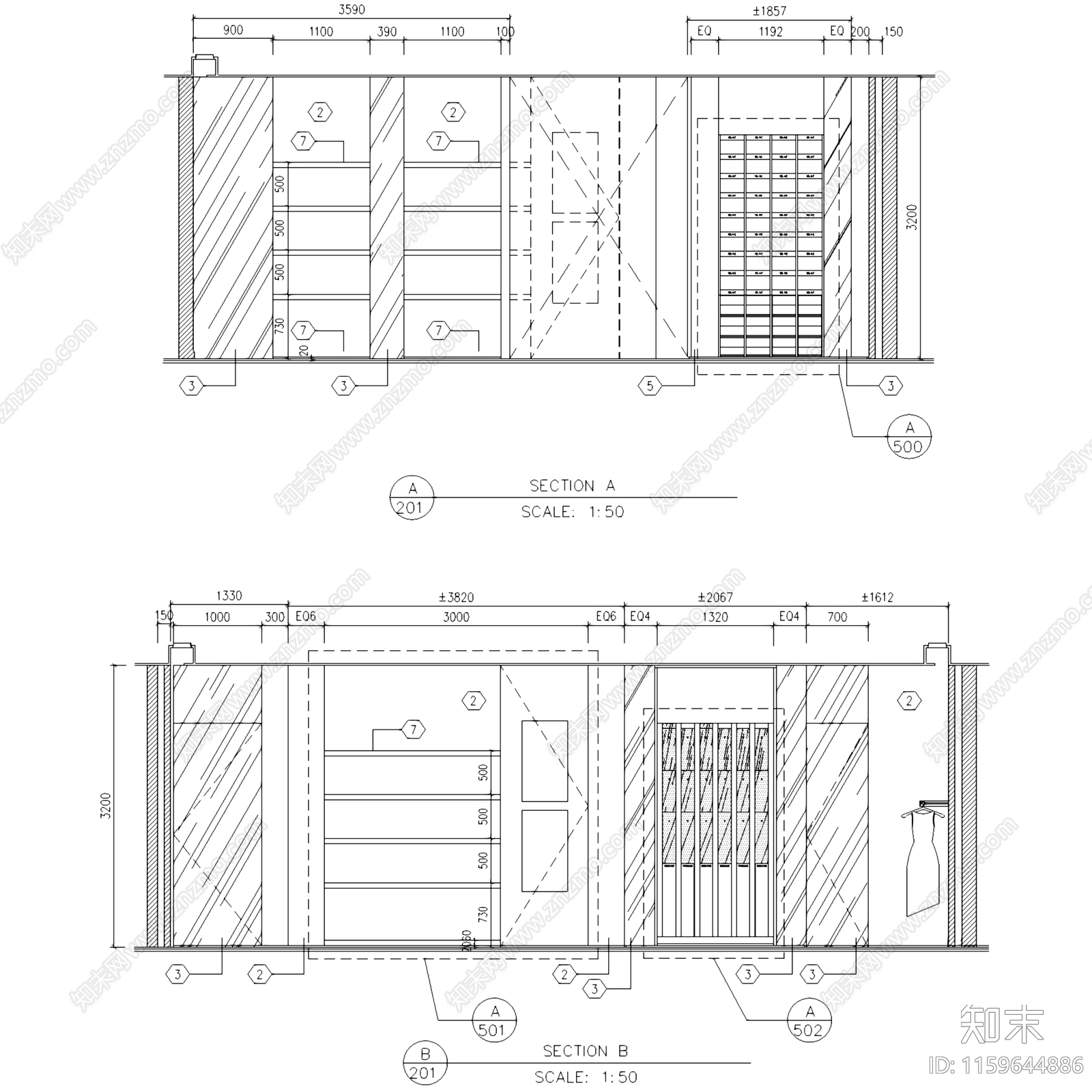 现代VERSACE范思哲意大利奢侈品牌服装店室内工装cad施工图下载【ID:1159644886】