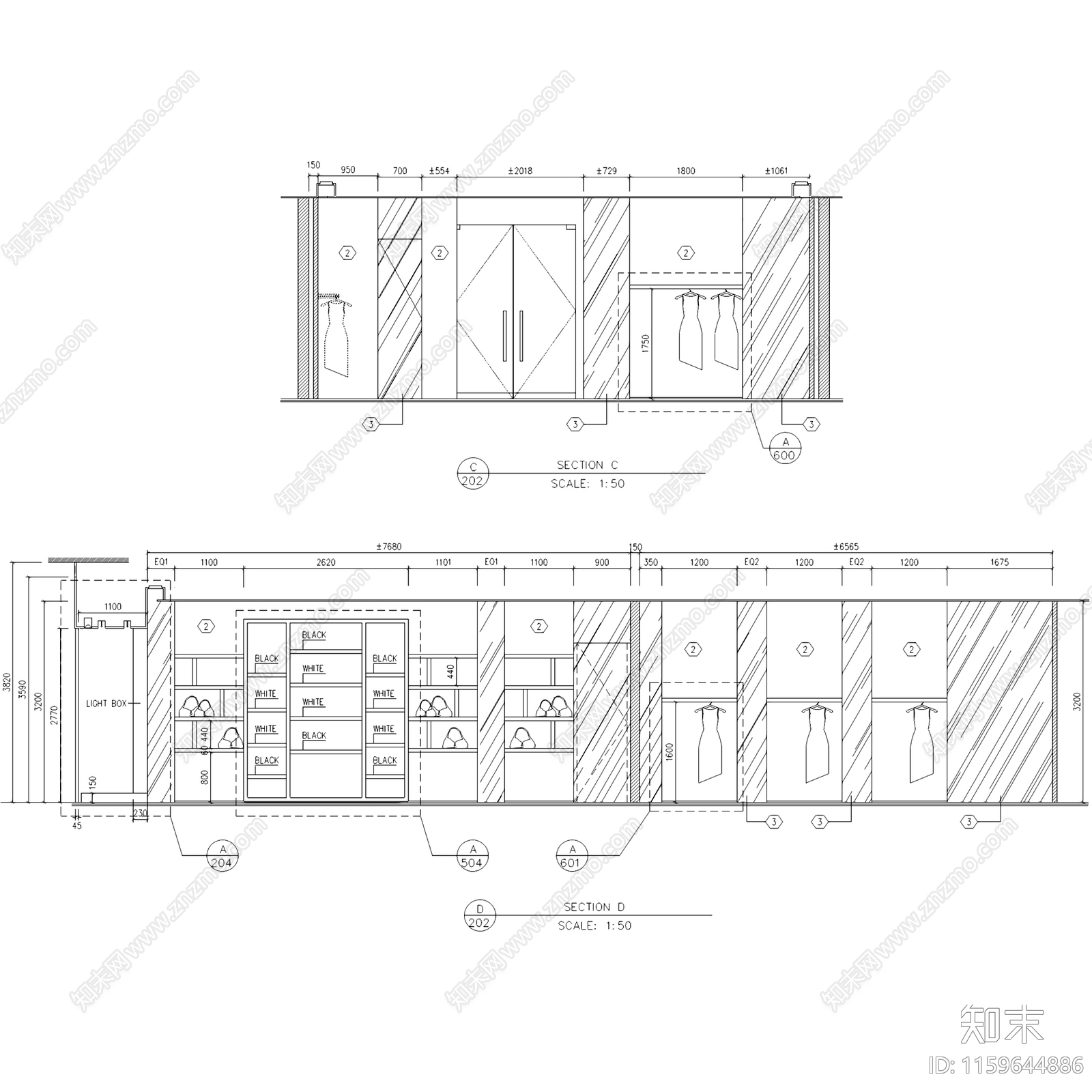 现代VERSACE范思哲意大利奢侈品牌服装店室内工装cad施工图下载【ID:1159644886】