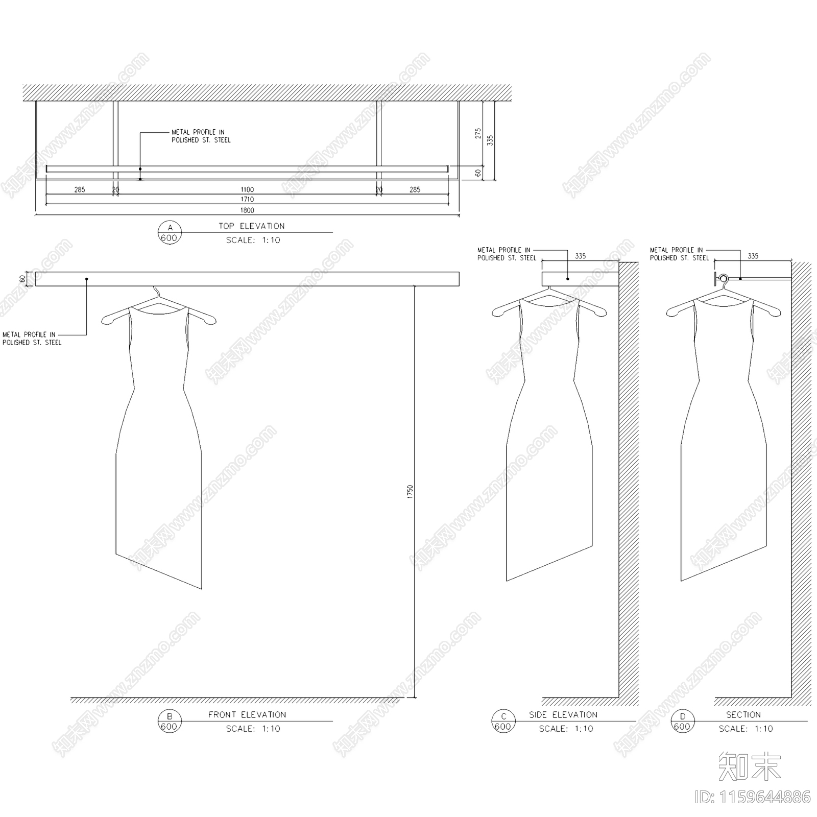 现代VERSACE范思哲意大利奢侈品牌服装店室内工装cad施工图下载【ID:1159644886】