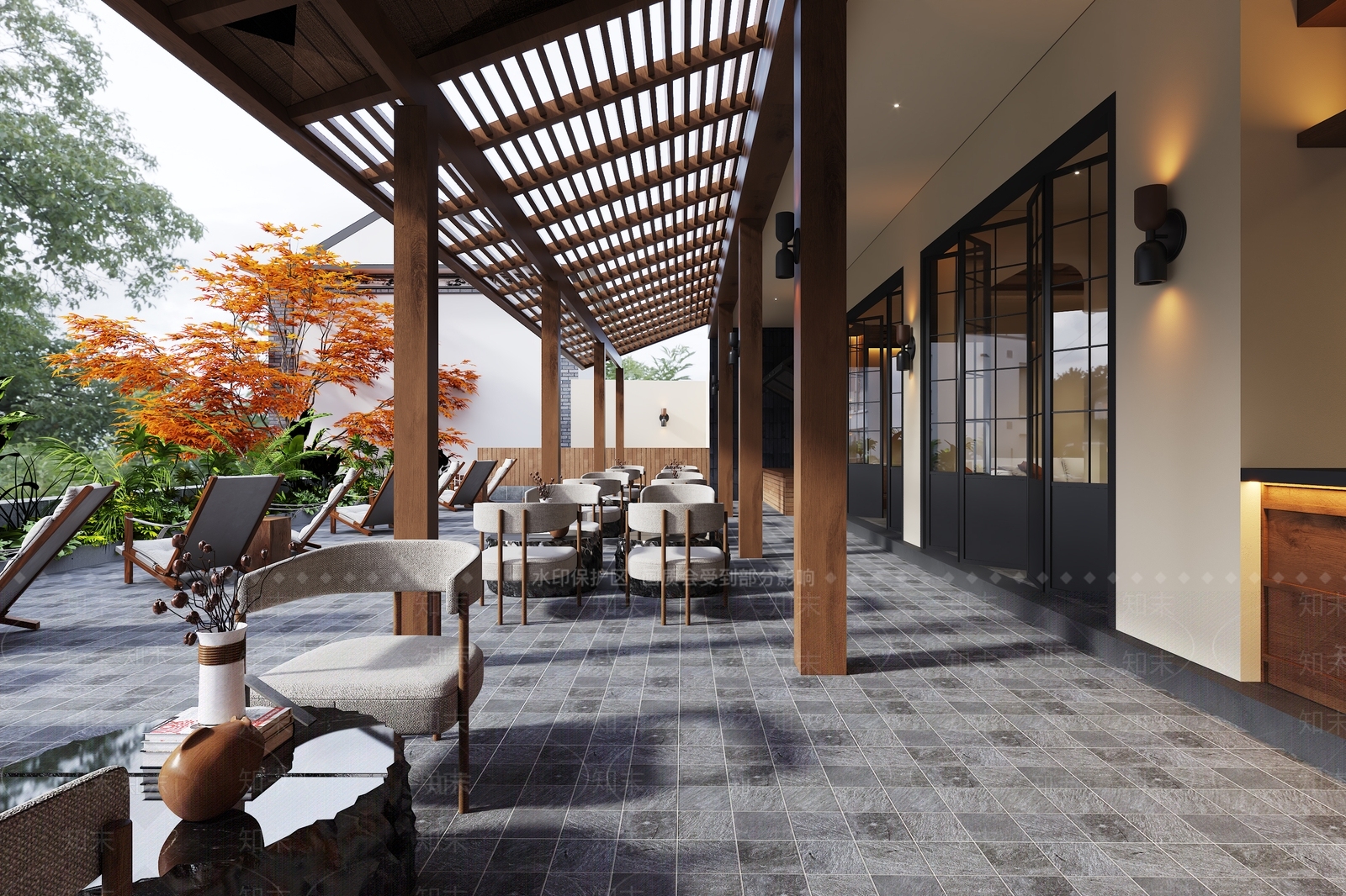 侘寂风餐厅3D模型下载【ID:1159645549】