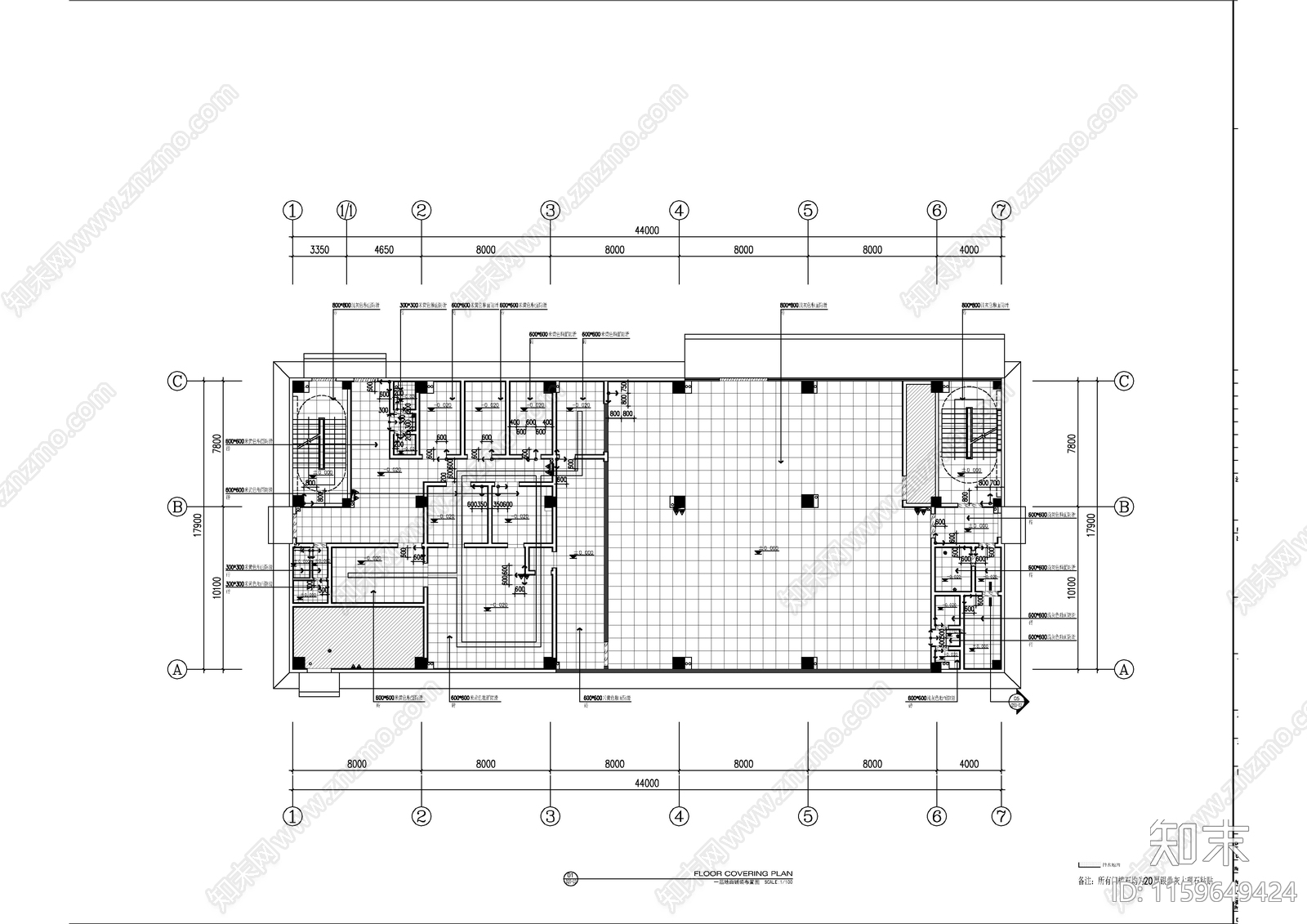 某食堂室内装cad施工图下载【ID:1159649424】