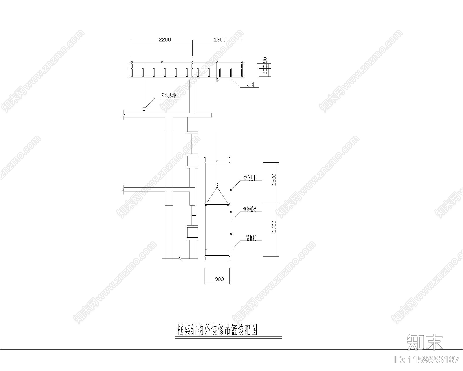 框架结构外装修吊兰装配图施工图下载【ID:1159653187】