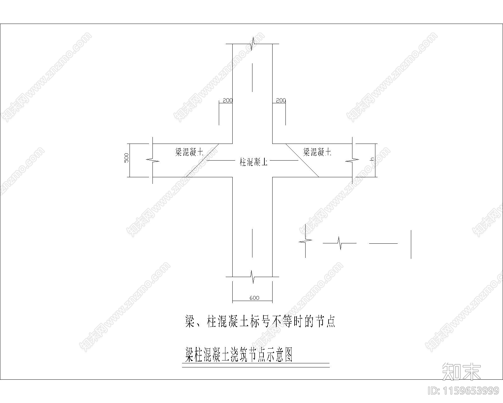 梁柱混凝土浇注节点示意图施工图下载【ID:1159653999】