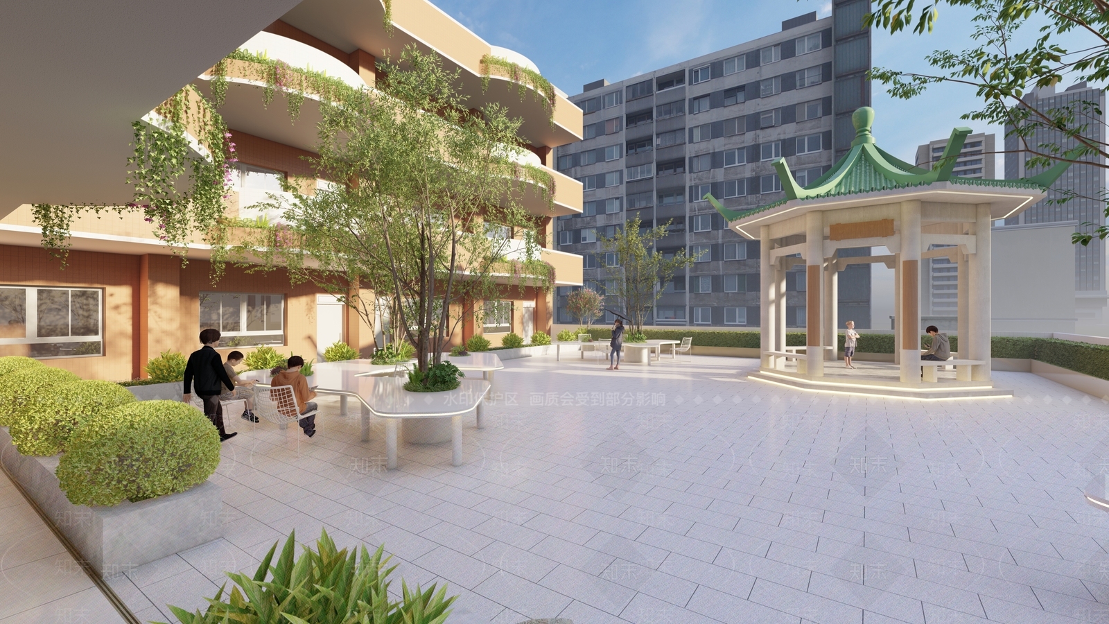 现代校园景观SU模型下载【ID:1159655923】