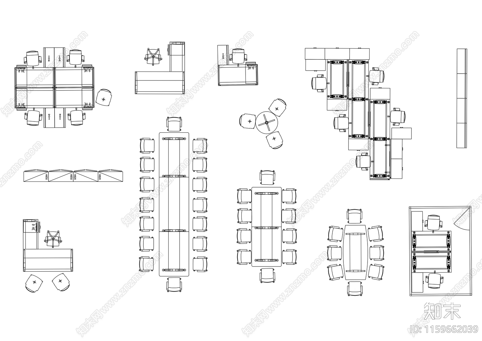 会议办公桌椅家具合集cad施工图下载【ID:1159662039】