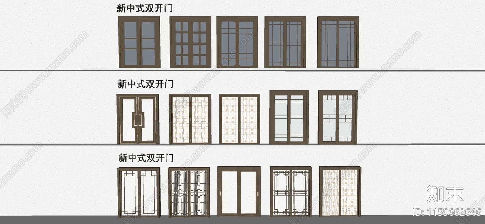 新中式门SU模型下载【ID:1159662646】