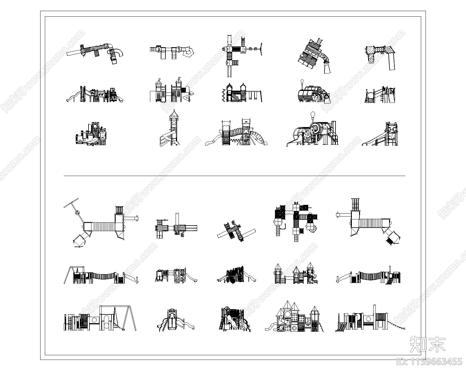 儿童滑梯cad施工图下载【ID:1159663455】