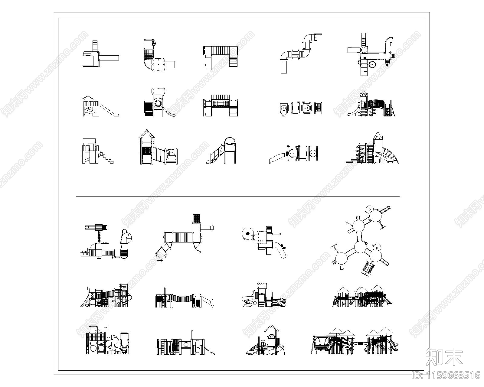 儿童滑梯cad施工图下载【ID:1159663516】