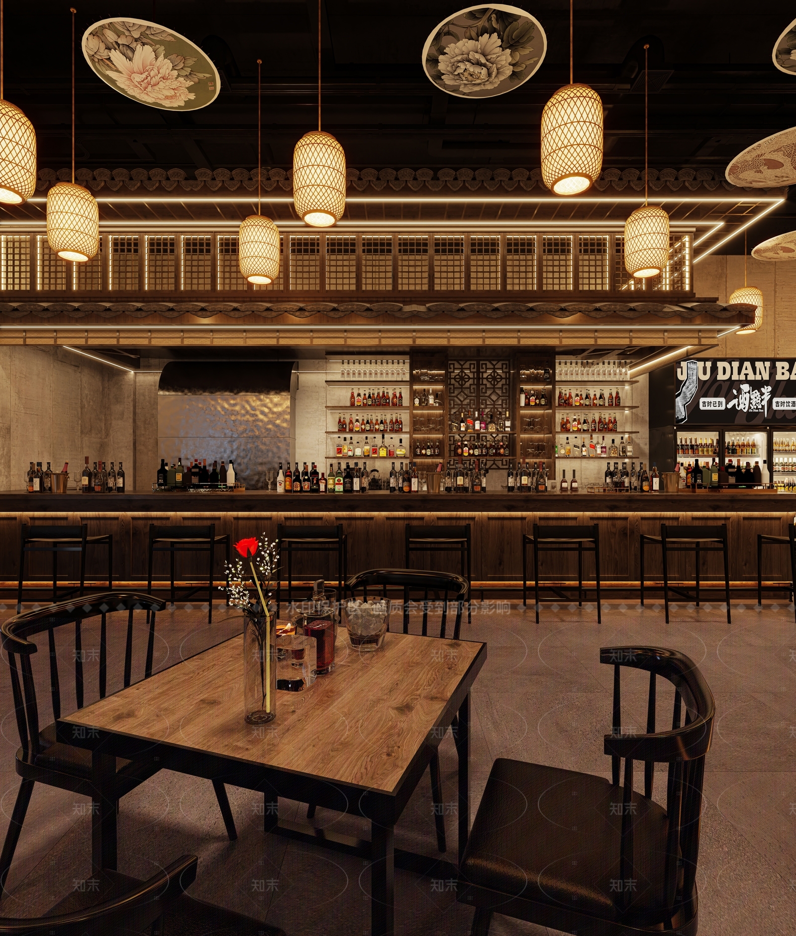 新中式酒吧3D模型下载【ID:1214581356】