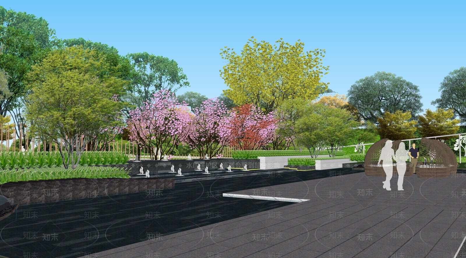 现代示范区跌水景观SU模型下载【ID:1159669462】