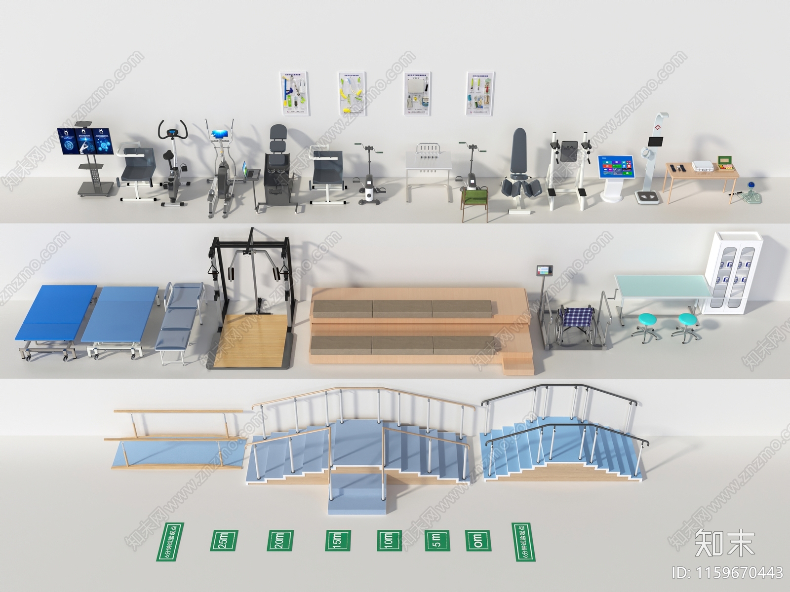康复中心器材设备3D模型下载【ID:1159670443】
