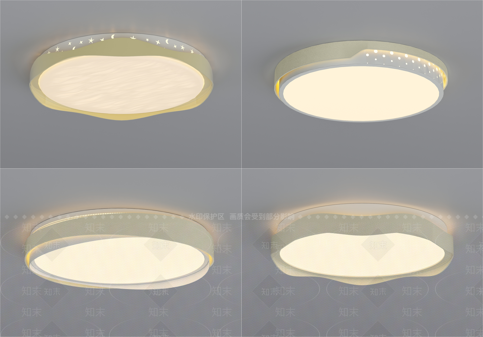 现代简约吸顶灯3D模型下载【ID:1159670842】