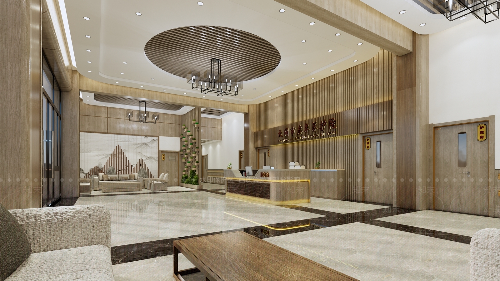 现代医院大厅SU模型下载【ID:1159671066】