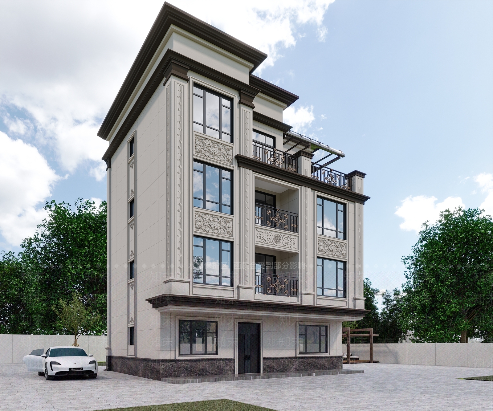 简欧自建房3D模型下载【ID:1159673959】