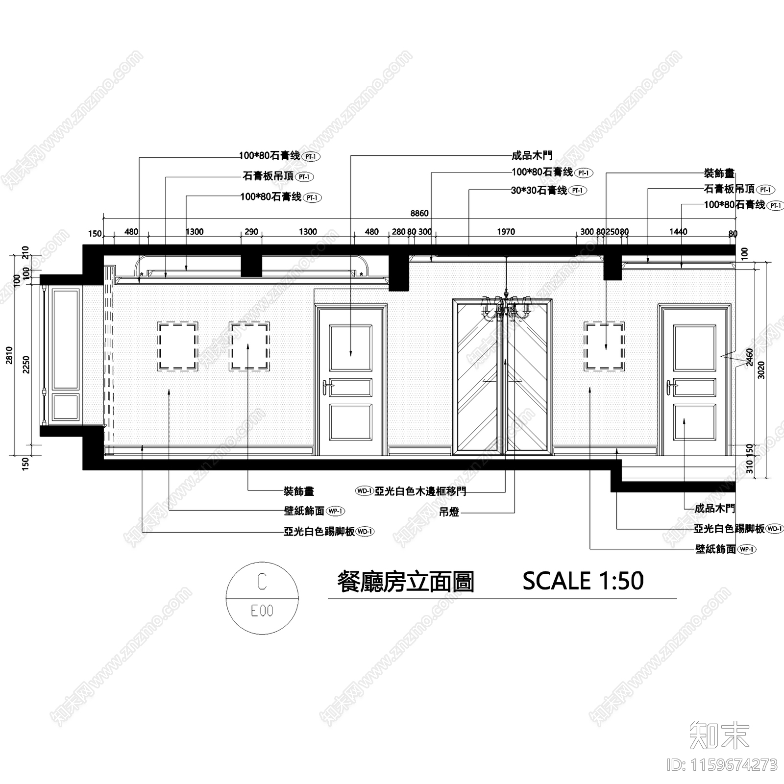 现代简约清新上海私宅室内家装立面装饰cad施工图下载【ID:1159674273】