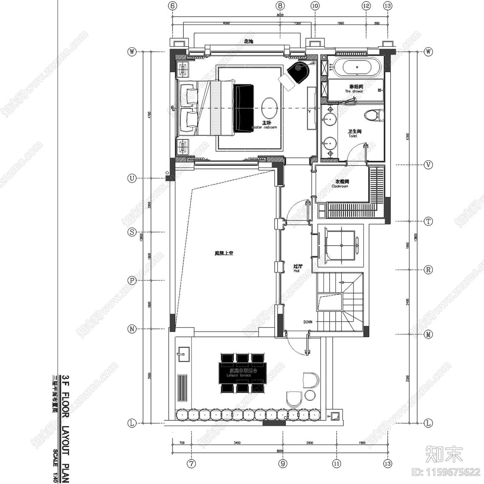 美式简欧漓江郡府丹桂府170㎡三层院墅别墅室内家装cad施工图下载【ID:1159675622】