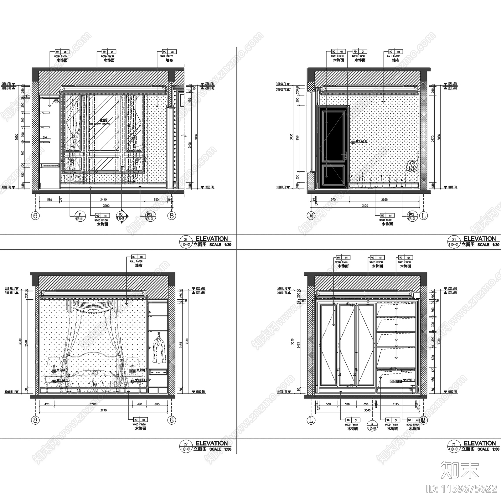 美式简欧漓江郡府丹桂府170㎡三层院墅别墅室内家装cad施工图下载【ID:1159675622】