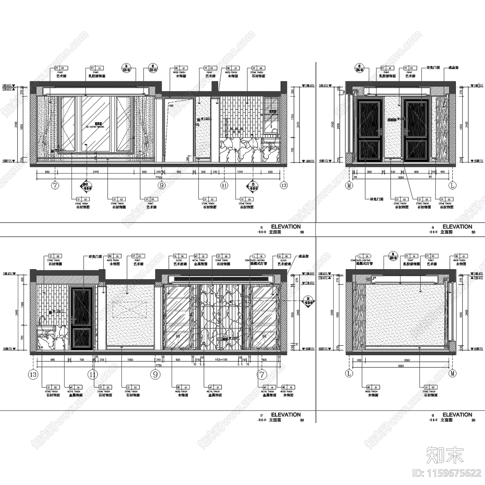 美式简欧漓江郡府丹桂府170㎡三层院墅别墅室内家装cad施工图下载【ID:1159675622】