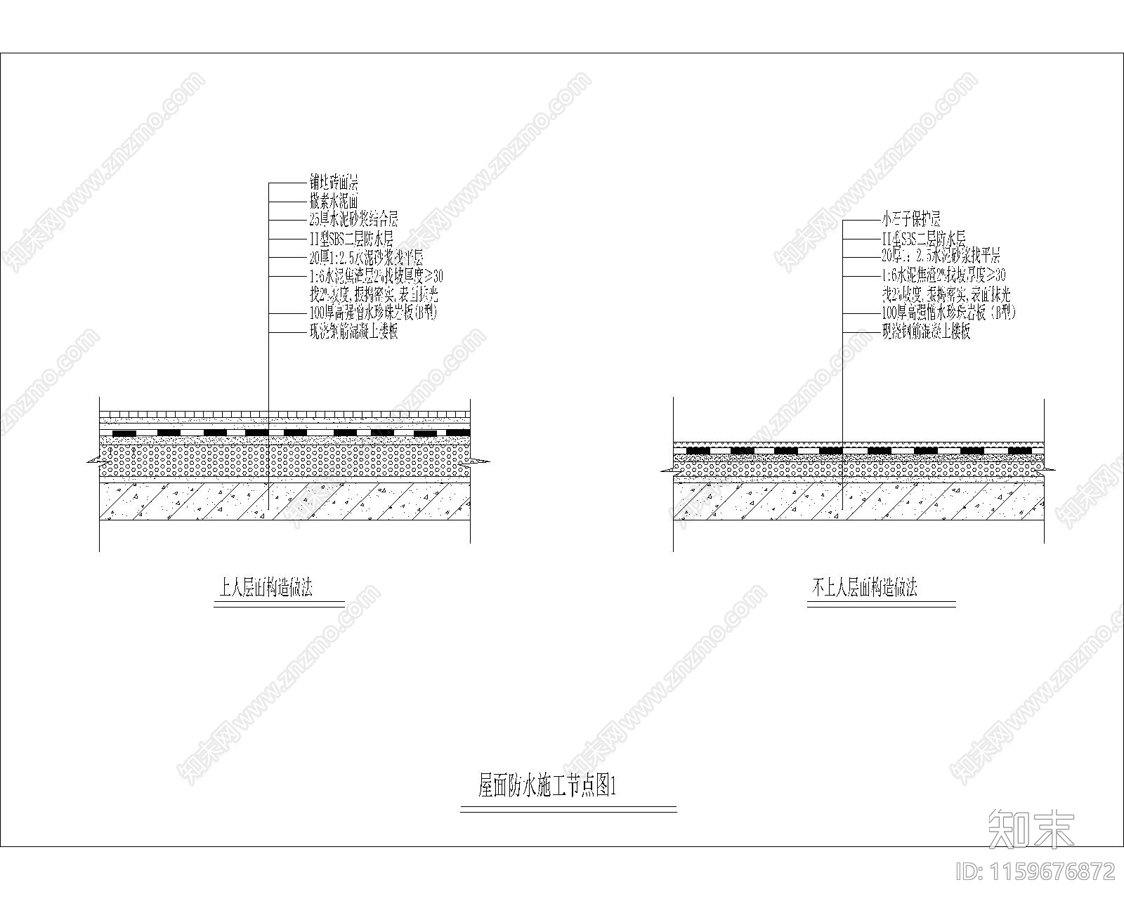 屋面防水搭接做法示意图施工图下载【ID:1159676872】