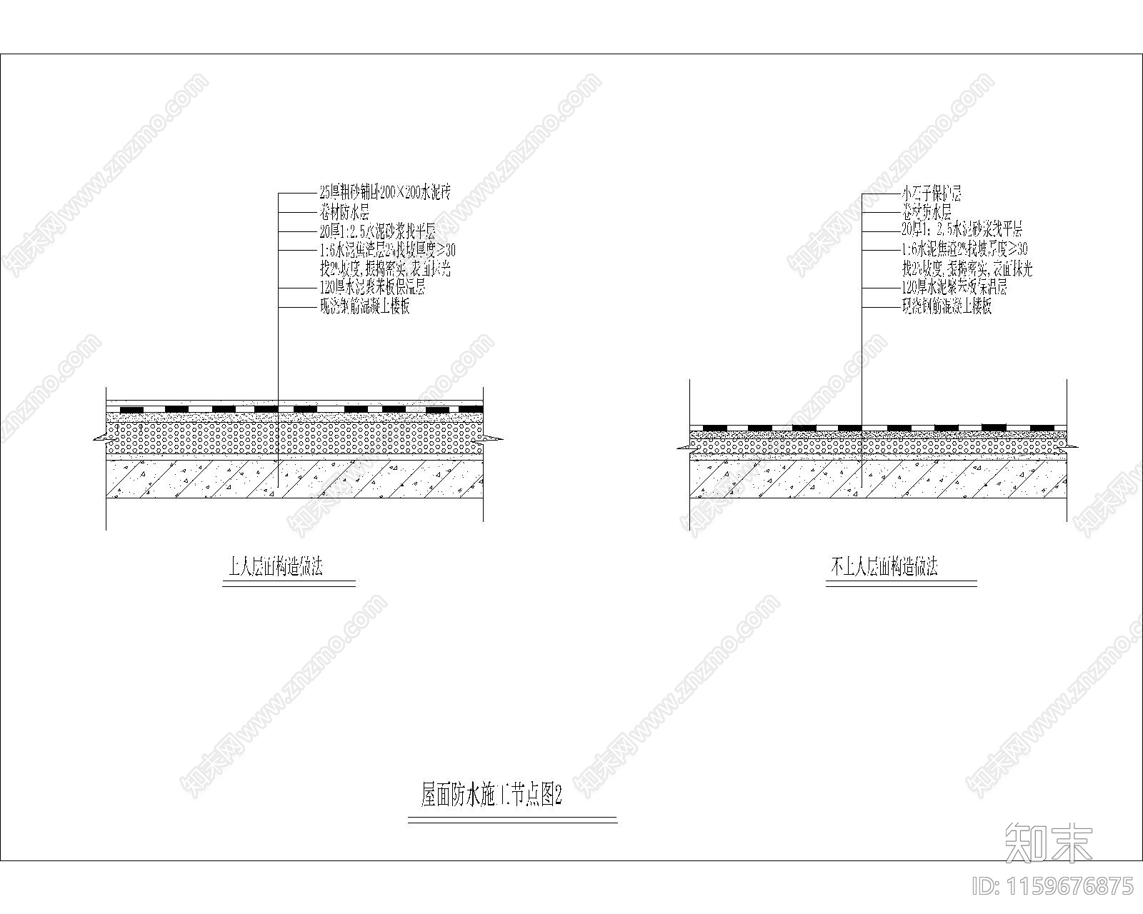 屋面防水施工节点图2cad施工图下载【ID:1159676875】