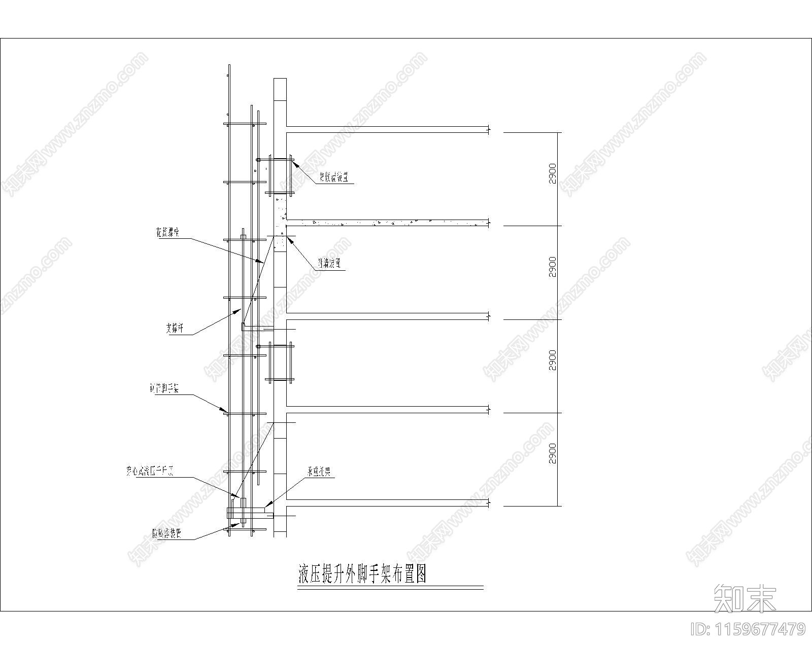 液压提升外脚手架布置图施工图下载【ID:1159677479】