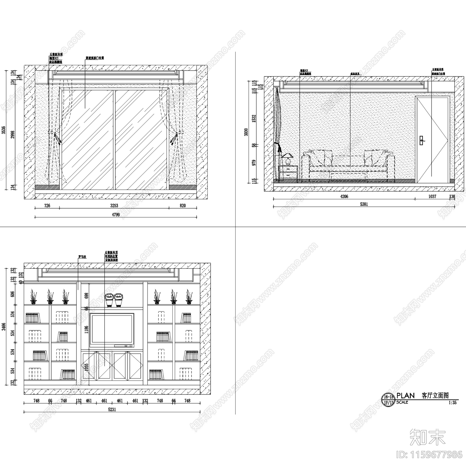 美式简约板芙春天两室一厅一卫室内家装cad施工图下载【ID:1159677986】