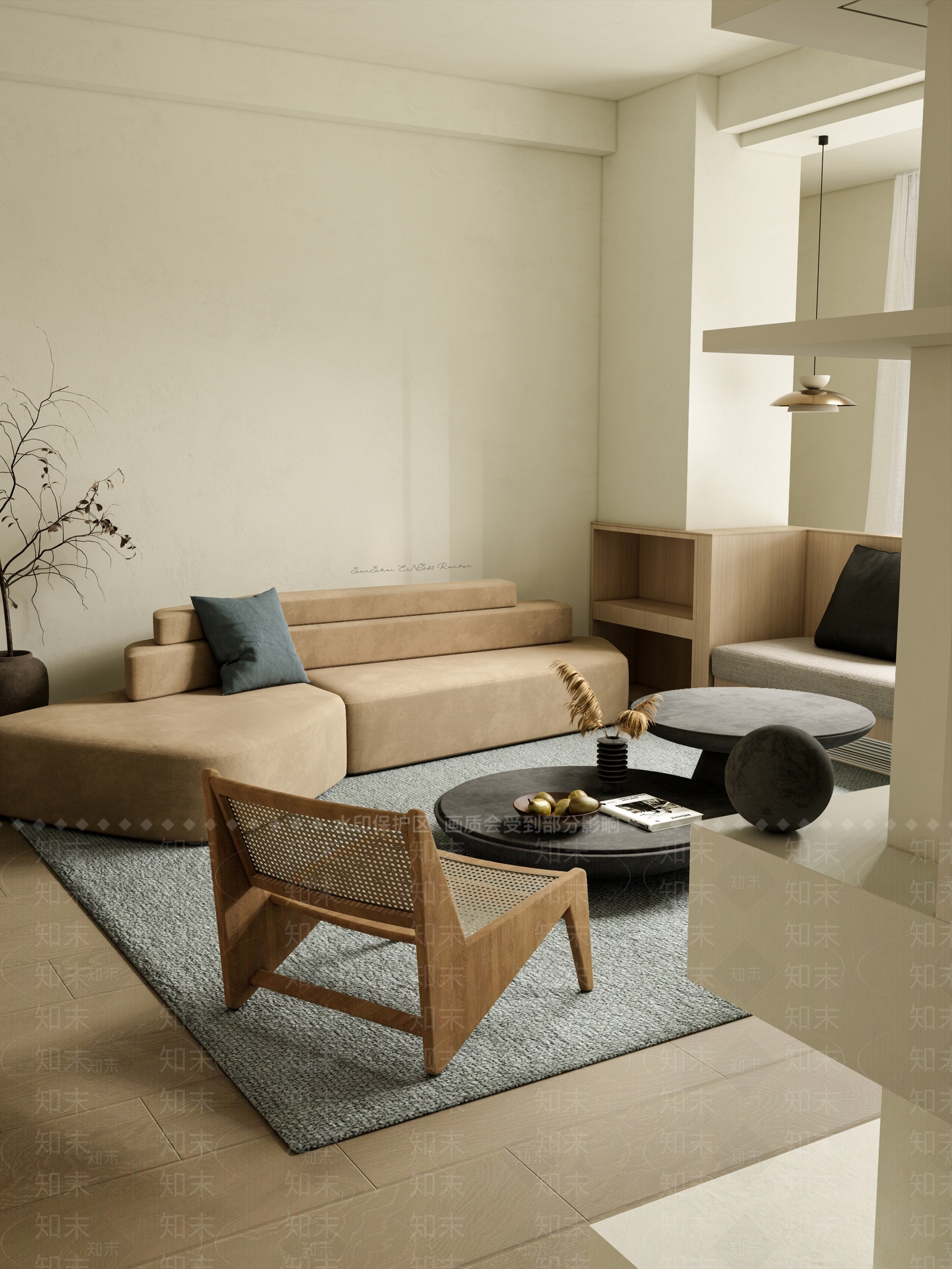 侘寂家居客厅SU模型下载【ID:1222192064】