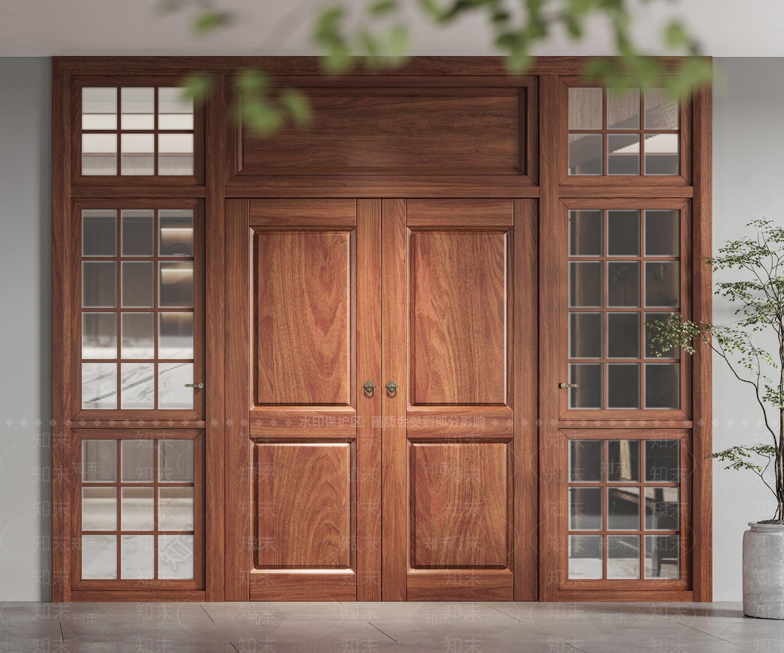 新中式实木大门SU模型下载【ID:1159690781】